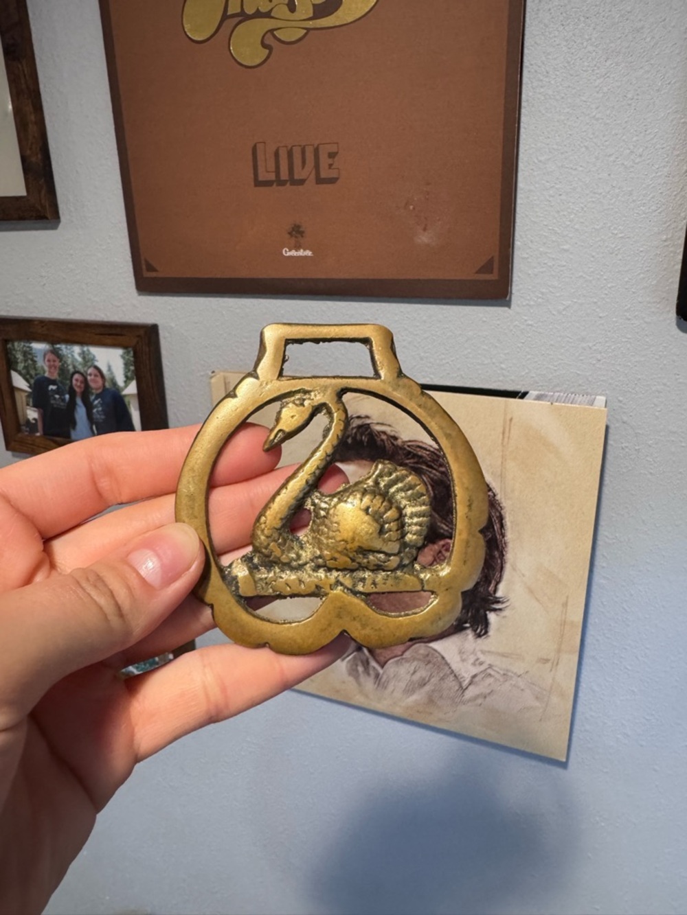Brass Swan Horse Pendant- Gold Tone